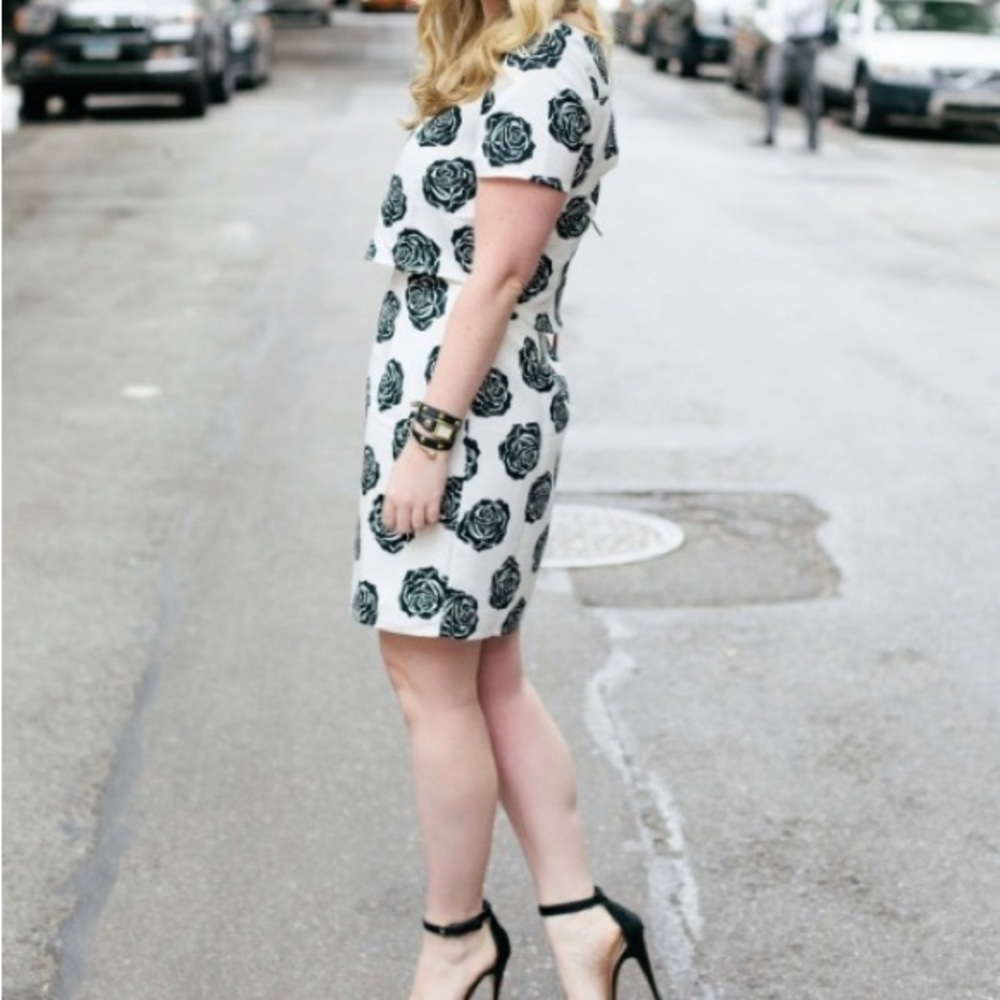 Floral Black and White Dress